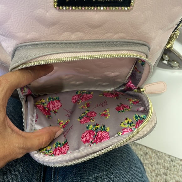Betsy Johnson pink hearts mini backpack - Picture 6 of 8